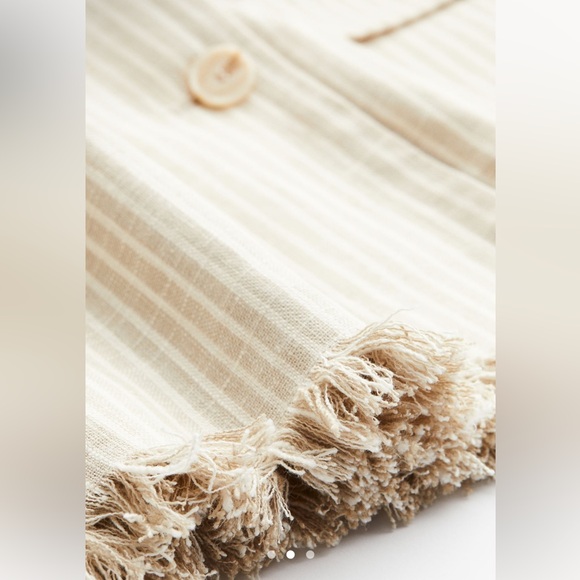 H&M suit set / striped raw hem linen suit set / blazer & trousers / size S - Picture 8 of 10